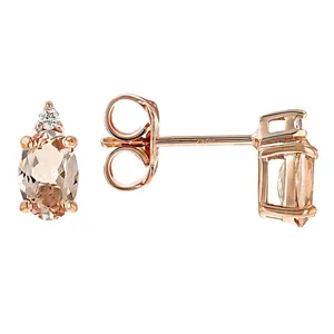 JTV Peach Morganite 10k Rose Gold Stud Earrings 0.62ctw