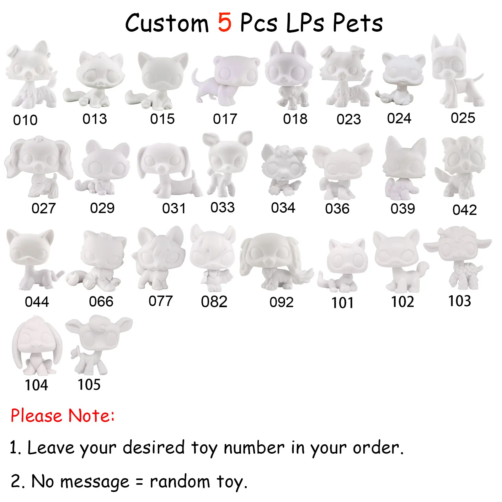 5-12 Pcs Custom White Base Blank Molds for Mini Pet Shop Art White Paintable DIY Molds Assorted Dog & Cat Designs Compatible with LPS Collectibles Art & Craft Supplies Creativity Artwork