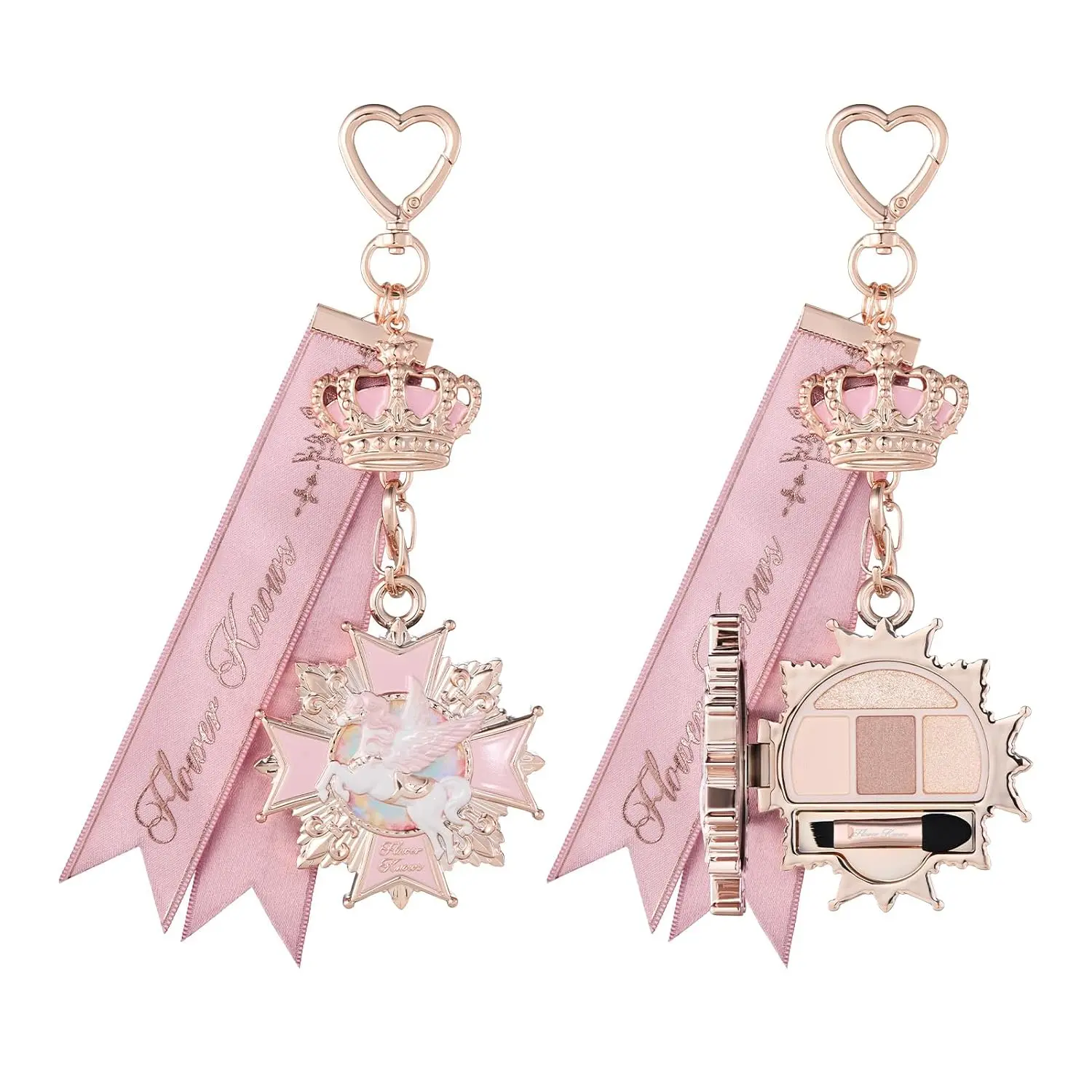 Knight Unicorn Eyeshadow Palette & Bag Charm, Cool Taupe Nude | Travel-Size 4-Color Shadow Quad with Mirror & Applicator, Satin & Shimmer Finish, Keychain Beauty Gift