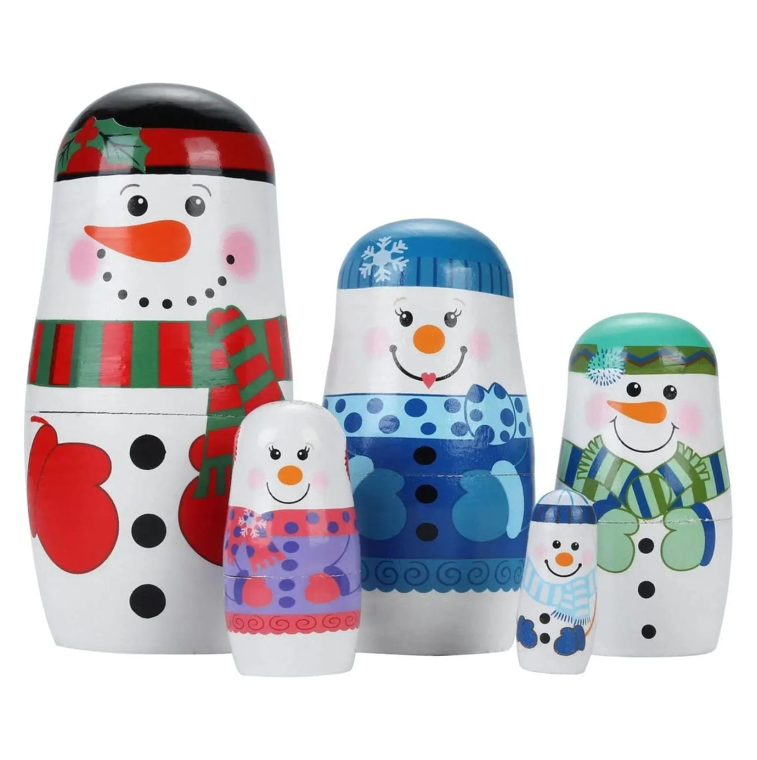 Russian Nesting Dolls 5 Pieces Handmade Wooden Matryoshka Set - Traditional Babushka Doll Toy for Kids, Girls, Christmas Birthday Gifts, Home Decor 7.1 ounces