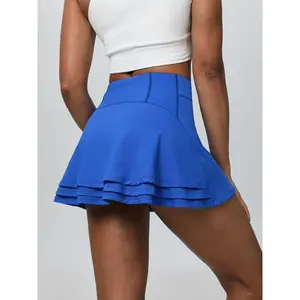 Women's Solid High Waist Pocket Sports Skort, Casual Comfy Breathable A-Line Skort for Yoga Gym Workout, Ladies Sportswear for All Seasons