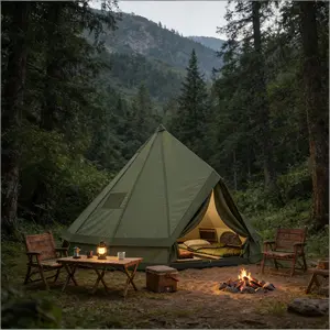 Teepee Tent, Tipi Tent with Stove Jack, 4‑6 Person Large Camping Tent, Waterproof Windproof Outdoor Tent for Family