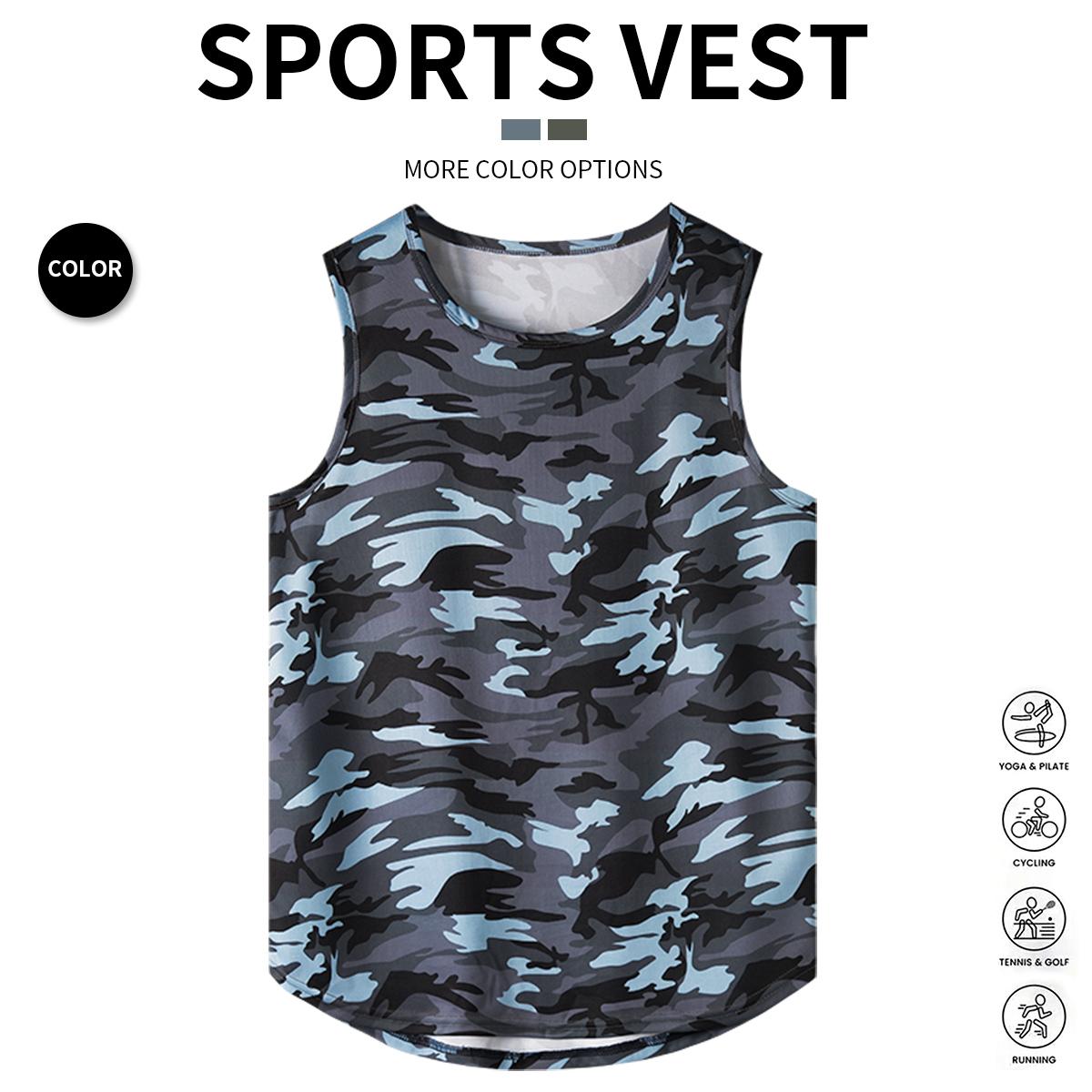 Men's Camouflage Sleeveless Tank Top Set - Breathable Crew Neck Casual Shirt, Camo Print, Machine Washable Durable Fabric for Outdoor & Beach Activities, Perfect Spring Break & Summer Vacation Apparel