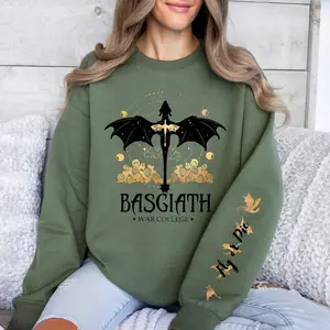 Basgiath War College Sweatshirt, Fantasy Reader Hoodie, Sleeve Print, Bookish Sweatshirt,Fourth Wing Sweater,Dragon Rider, Violet Sorrengail