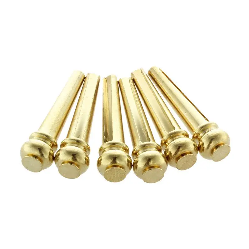 6 Pack Brass Acoustic Guitar Bridge Pins, Metal String Retaining Pins for Compatible Guitar Bridges, Replacement Music Hardware for String Changes, Guitar Maintenance, Instrument Repairs and Matching Bridge Assembly Projects