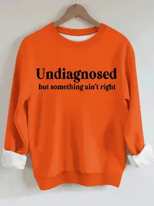 Women's Casual Undiagnosed Pattern Pullover Sweater, Soft Long Sleeve Round Neck Sweatshirt, Comfortable Daily Wear