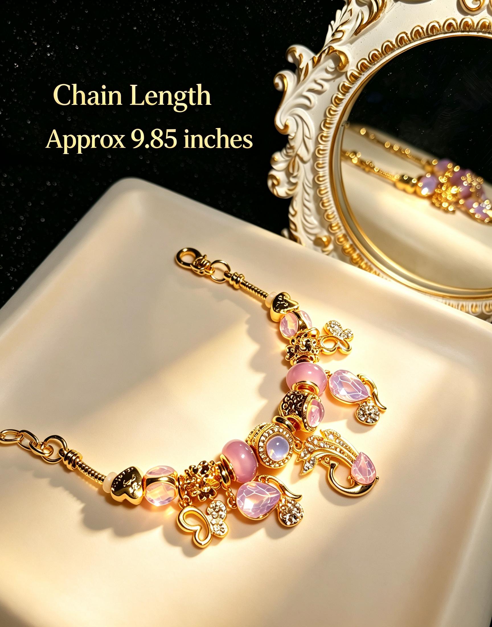 Purple Phoenix Charm Bead Bracelet, Gold Plated Adjustable Chain Bracelet with Teardrop Crystal Charms, Elegant Dainty Jewelry Gift for Women Purple Phoenix Charm Bead Bracelet, Gold Plated Adjustable Chain Bracelet with Teardrop Crystal Charms, Elegant Dainty Jewelry Gift for Women