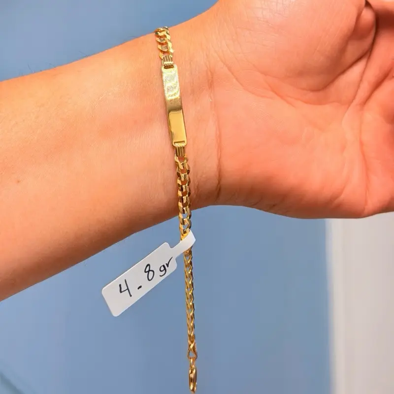 Esclava de ORO 14K tejido cubano esclava sólida !! Largo 7 1/4 “ para dama !!