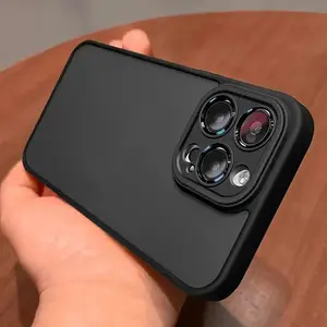 Stylish Matte Translucent Shock-Resistant Protective Cover Designed for iPhone 17 Pro Max, 17 Air,17 Pro , 17,16,15,14,13 Pro Max Suitable for Both Men And Women in Black