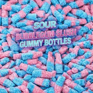 Bubblegum Slush Swedish Sour Candy Bubblegum Gummy Bottles 4oz