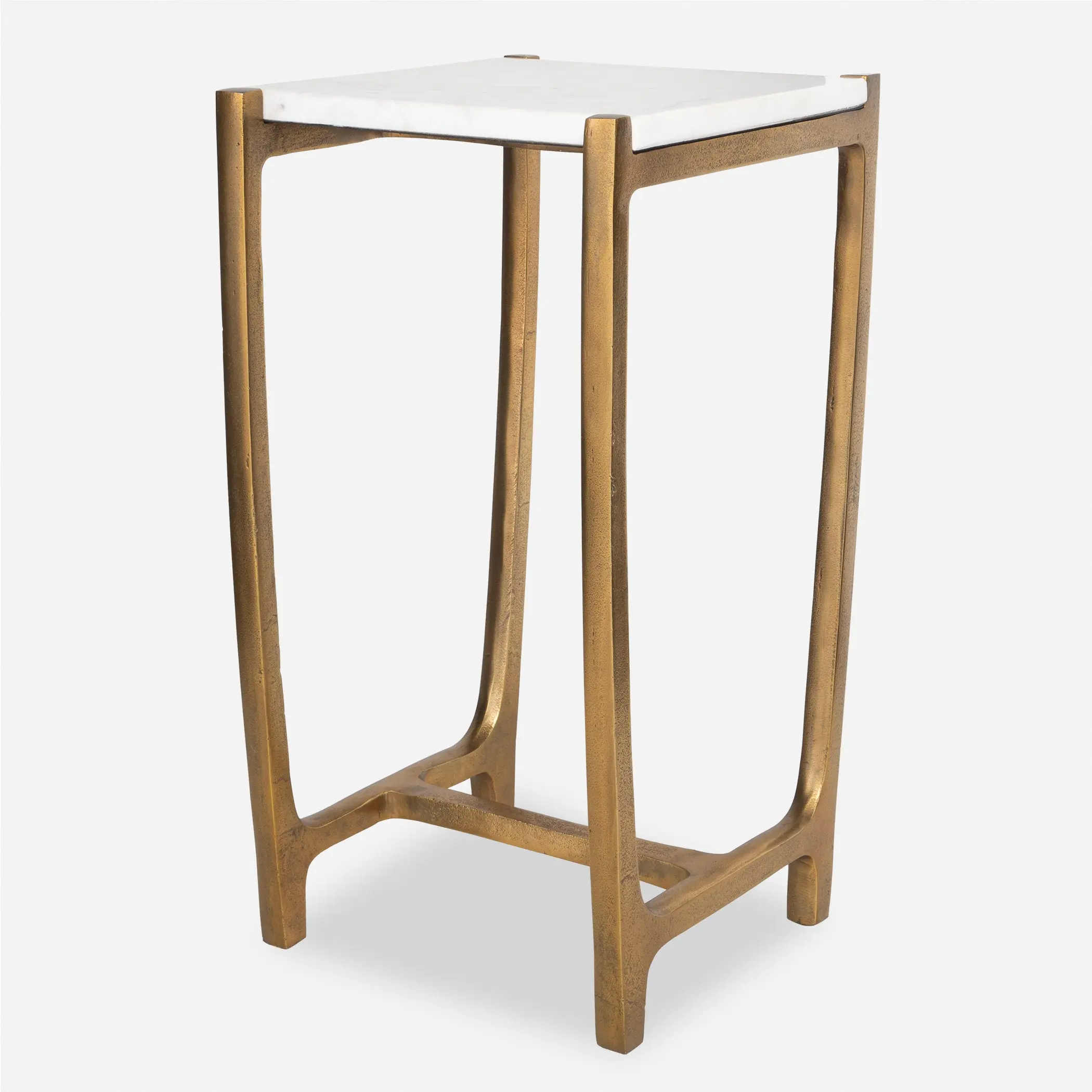 Uttermost 24995 Affinity White Marble Accent Table with Antique Gold Metal Base
