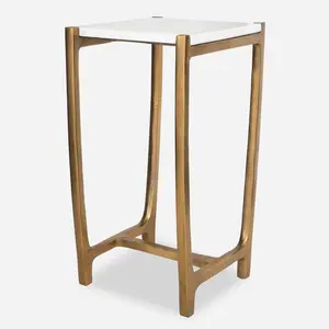 Uttermost 24995 Affinity White Marble Accent Table with Antique Gold Metal Base