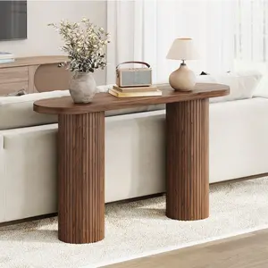 【Valentine's Day Gift】ONBRILL 55'' Tambour Console Table With Oval Tabletop For Living Room Hallway Foyer Entrance Study