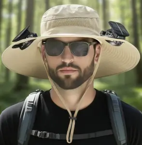 2025 New Solar Fan Outdoor Fishing Hat-Solar Sun Protection Sun Hat with Fan Solar Fan Hat Dual Power Supply Fan Outdoor Fan