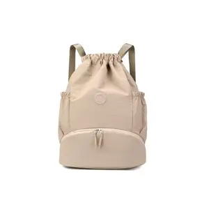 Drawstring backpack, waterproof sports fitness bag, universal large-sized drawstring bag with dry and wet separation function, suitable for use in gyms, sports, yoga and school for storing football boots.