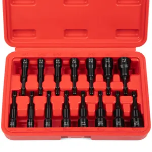 12/15-Piece Magnetic Nut Driver Set CR-V Steel Impact Power Hex Drill Bit Master Kit SAE Metric Sizes 1/4" Quick Install Release Case for All Electric Drill Tools