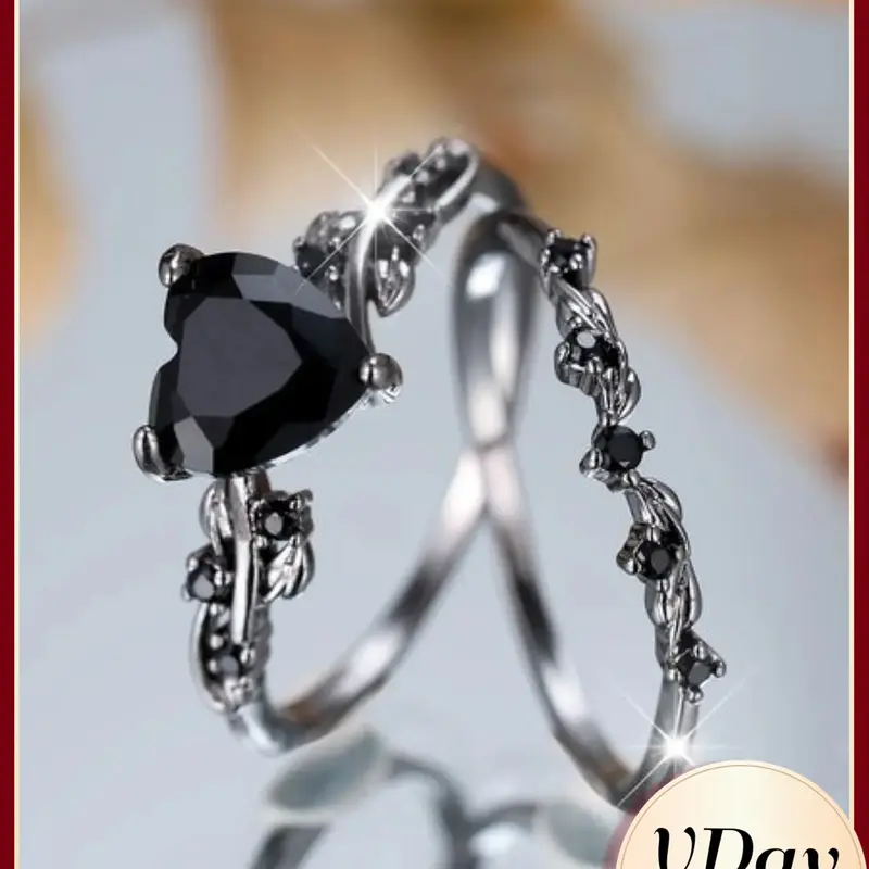 Heart Shaped Simulated Zirconia Engagement Wedding Party Heart  Ring Set, Two Piece Jewelry Gift for Friends, Elegant Design, Matching Rings