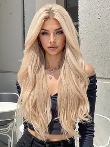 Dofami 28 Inch Natural Curly Long Hair Wig, Adjustable Body Synthetic Wavy Wig for Daily Wear, Parties, Festivals, Heat Resistant Fiber, Natural Looking Wig