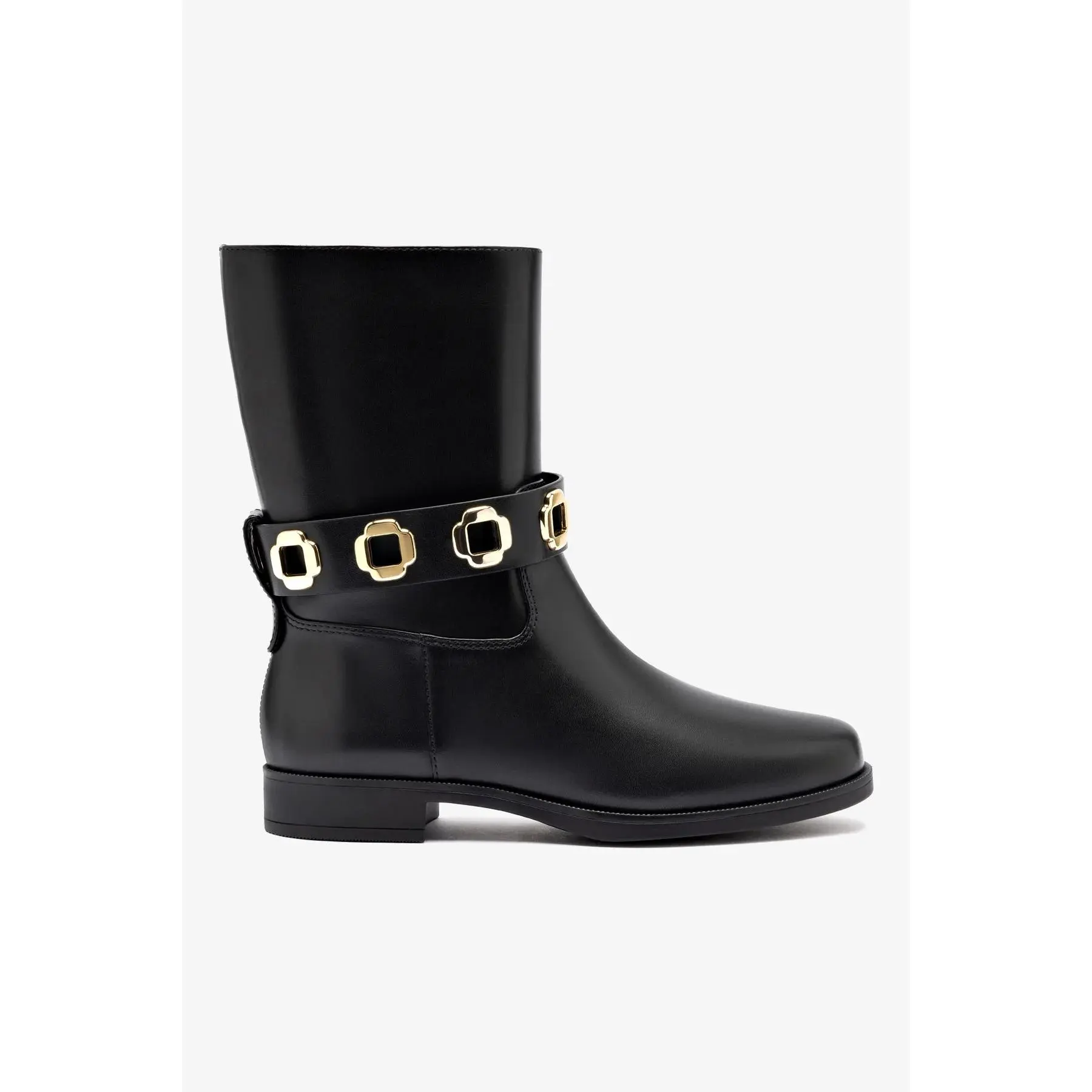 Milan Flat Bootie In Black Water Resistant Leather