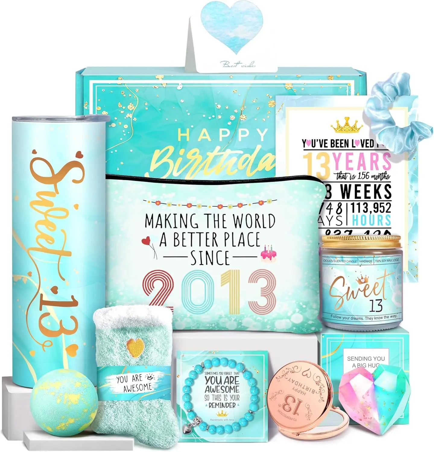 13th Birthday Gifts for Girls, 13 Year Old Girl Gifts Happy 13th Birthday Gift Ideas for Teen Girl, Daughter, Niece, Granddaughter, Official Teenager 13th Birthday Gifts Basket
