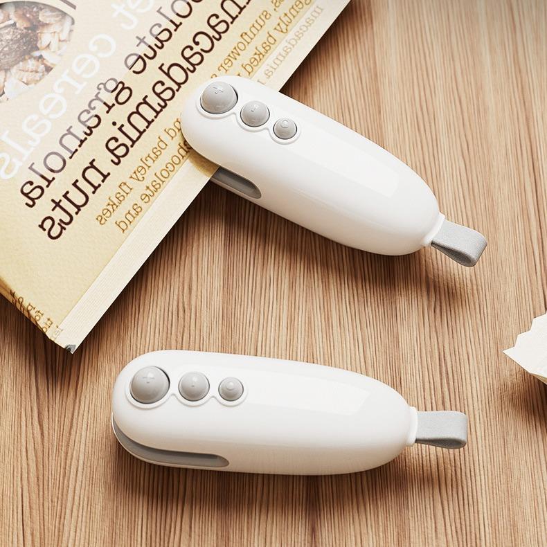 Mini Bag Sealer with Cutter Rechargeable Handheld Heat Sealer Magnetic Portable Bag Sealing Machine for Keeping Food Fresh Snacks Crispy No Warm Up Needed Hidden Blade Safe for Kids