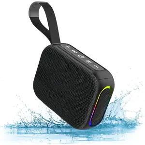 Portable  Speaker ,Mini Shower Speaker,RGB Lights,IPX67  Sound Up to 24Hrs Playtime,True  Stereo,Stocking Stuffers for Teens Women Men, White Elephant Gifts - Black