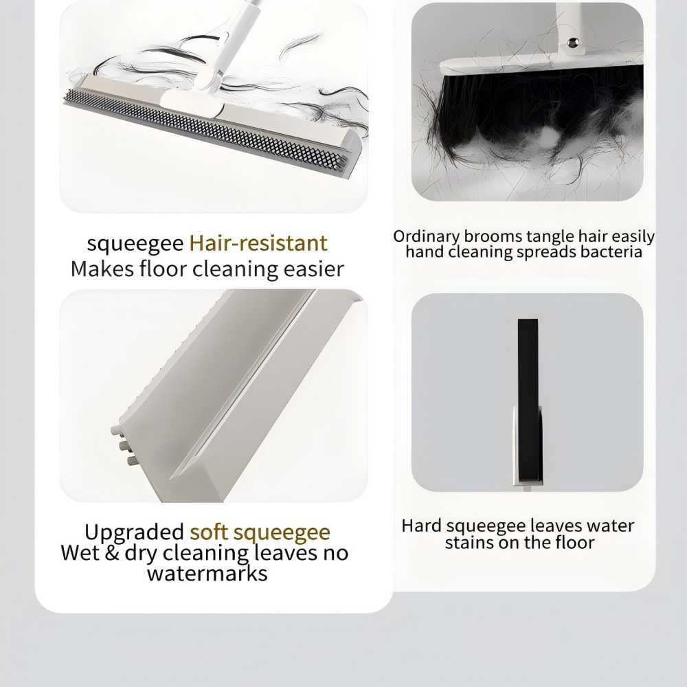 Multifunctional 4-in-1 Magic Broom | Floor Scraper & Hair Sweeper Brush for Kitchen, Bathroom & Carpet
