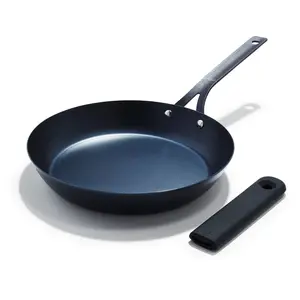 OXO 10" Black Steel Frying Pan with Silicone Sleeve