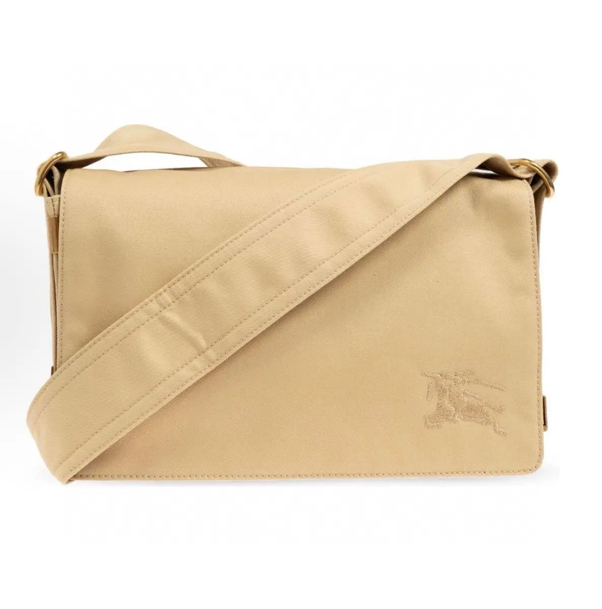 Pre-owned BURBERRY New Trench Small Crossbody Bag, Linen Canvas with Equestrian Knight Embroidery Logo【2505531】