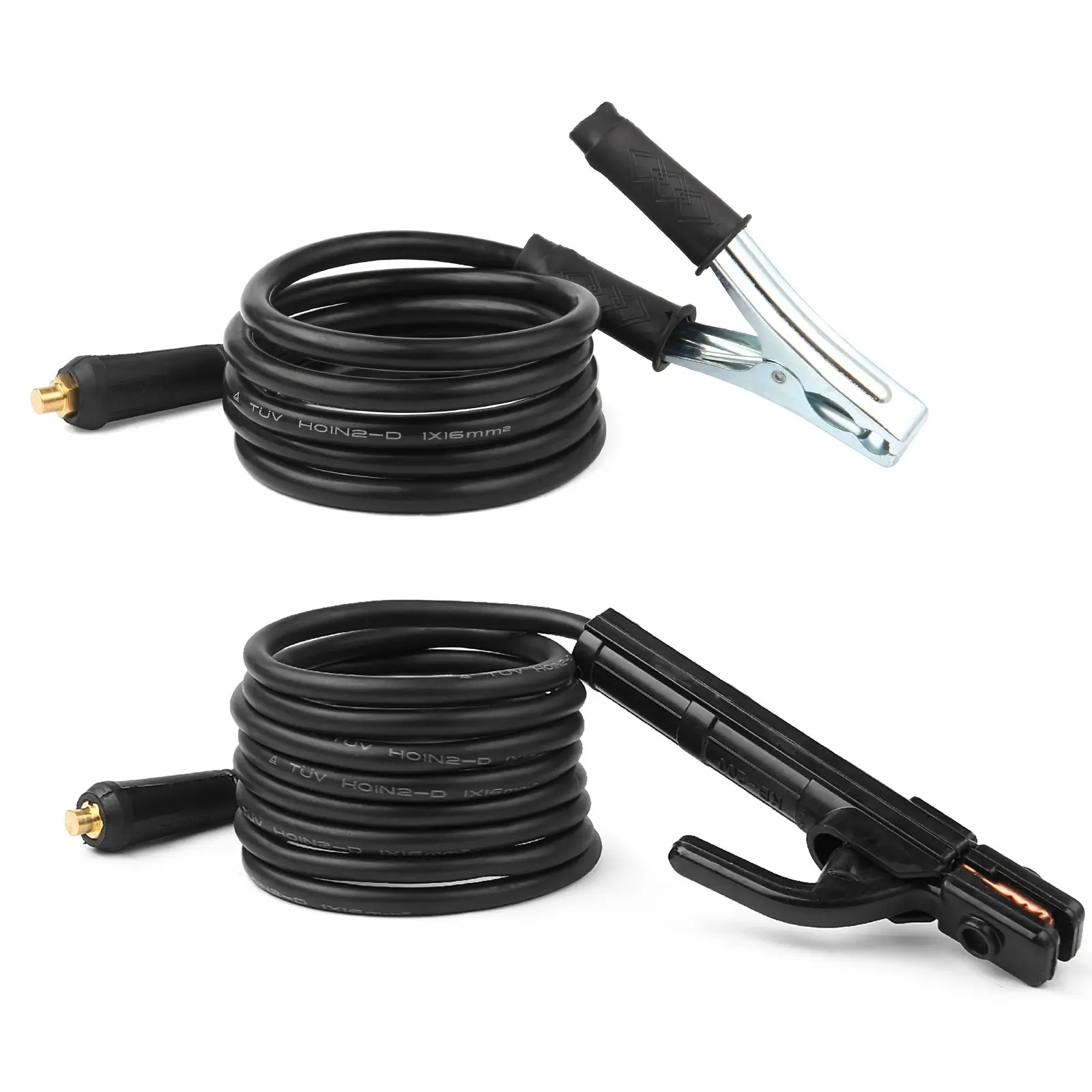 Welding Kit Set, 3m Cable Electrode Holder + 2m Ground Clamp, Din10-25 Quick Connector, Integrated Cable, Suitable for 300a Welder, Welding Leads, Welding Accessories