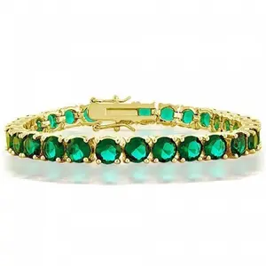Timeless CZ Tennis Bracelet 12 CTW CZ Birthstone Colors Bracelet 14K Gold 7.5 Inch