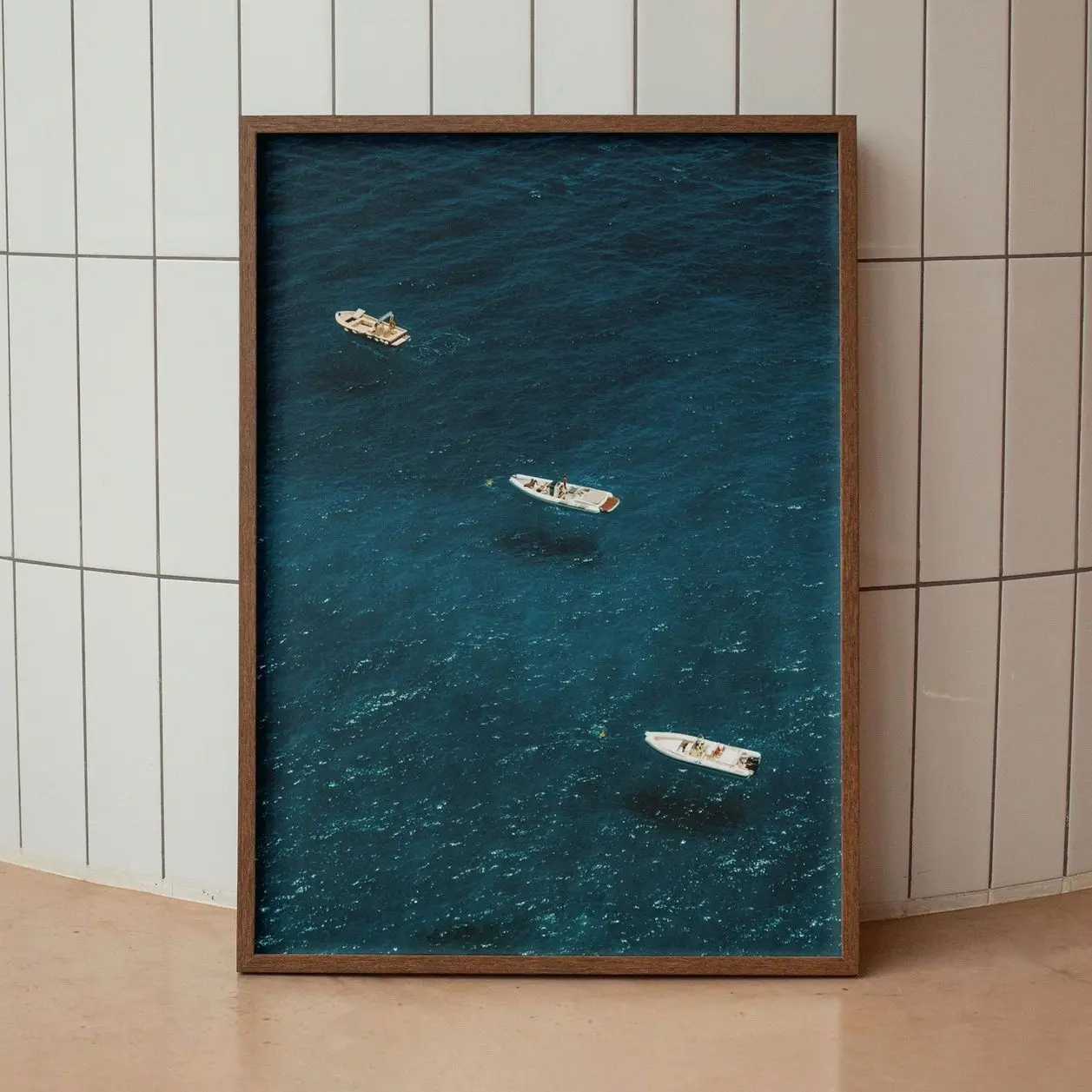 Amalfi Coast Poster Mediterranean Sea Boats Coastal Wall Art Travel Decor G