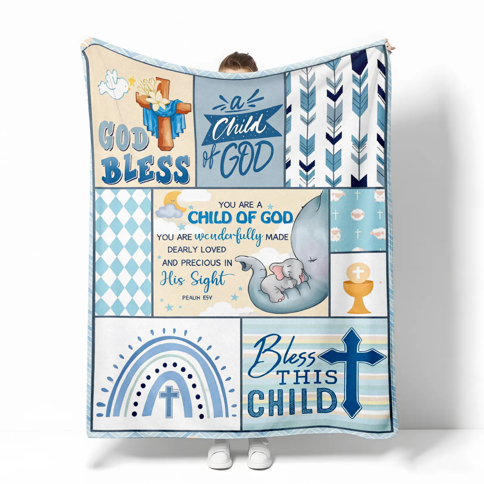 Gentle Soft All Seasons Blanket for Boys - Printed Flannel Soft Warm Comfy Blanket, Baptism Gift, New Parents Gift, Ideal for Home Decor, Nap, Gentle Soft Blanket