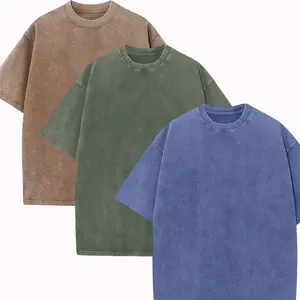 3-Pack Men's Oversized Heavyweight Cotton TShirts Vintage Acid Wash Baggy Gym Workout Tees