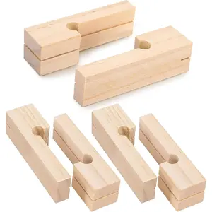 6 Pcs 4 Inch Wood Masonry String Line Block, Portable Wooden Masons Line Blocks, Concrete Line Blocks for Bricklaying Straight Line Stabilizer Construction Tool