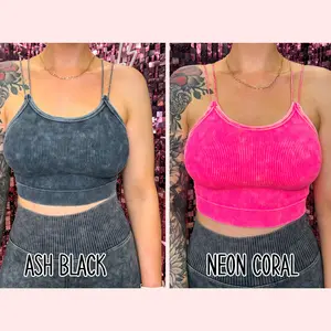 The Kendra Washed Ribbed Seamless Double Strap Tank