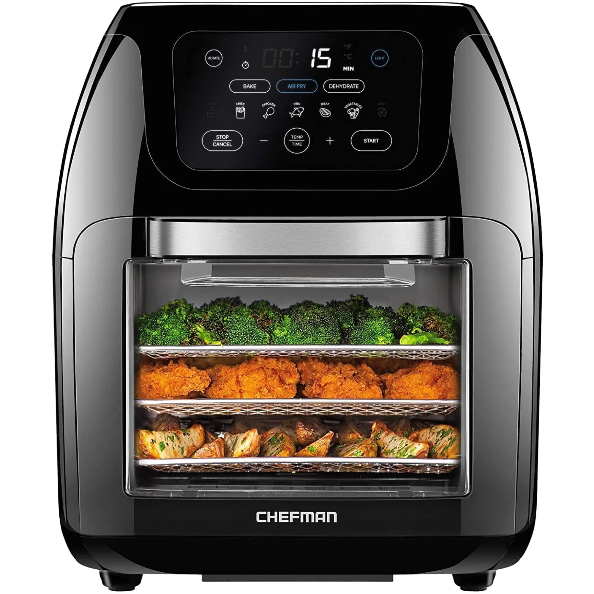 Chefman Multifunctional Digital 10 Qt. Air Fryer Rotisserie, Fry, Roast & Bake, 17 Presets - Black
