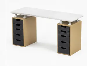 1:6 Scale Modern Miniature Dollhouse Office Desk with Drawers, Barbie Style Doll Office Furniture, Holiday Collectible Decor Accessory