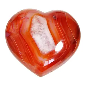 Heart Shaped Carnelian Red Agate Crystal Healing Root Chakra Reiki Polished Pocket Palm Stone