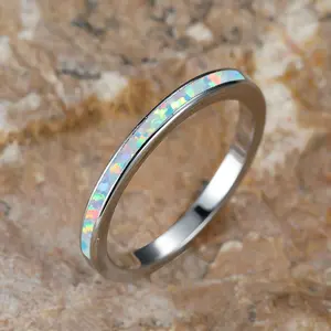 Elegant Opal Band Ring for Women - Minimalist Wide Design, Perfect for Weddings & Everyday Chic