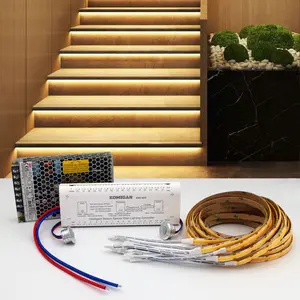 Intelligent Motion Triggered LED Stair Lighting Kit KMG-3233, 60 Inches Long Cuttable LED Strip Light for Indoor LED Stair Lights (White White 3000K,20 Stairs)