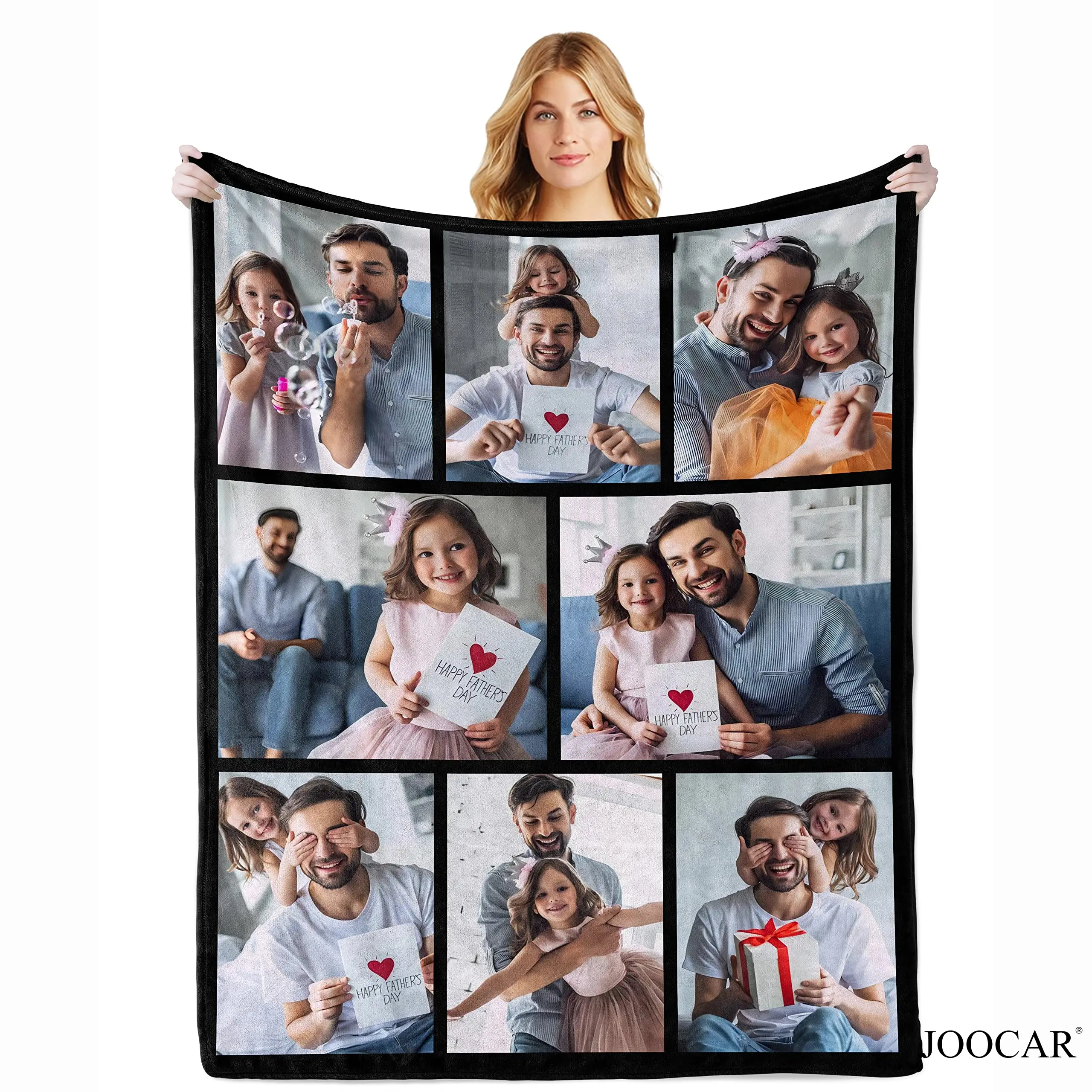 JOOCAR Custom Blanket with Photos, Personalized Throw Blanket Customized Picture Collage Blanket for  Mother Father Adult Friends Lovers Dog Pets, Personalized Gifts for Mom Dad from Daughter