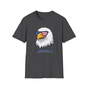 Patriotic Bald Eagle MERICAW T-Shirt | American Flag Sunglasses, Fourth of July