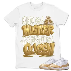 Hustler Queen Sneaker Match Shirt | White Gold Streetwear Tee for Sneaker Lovers