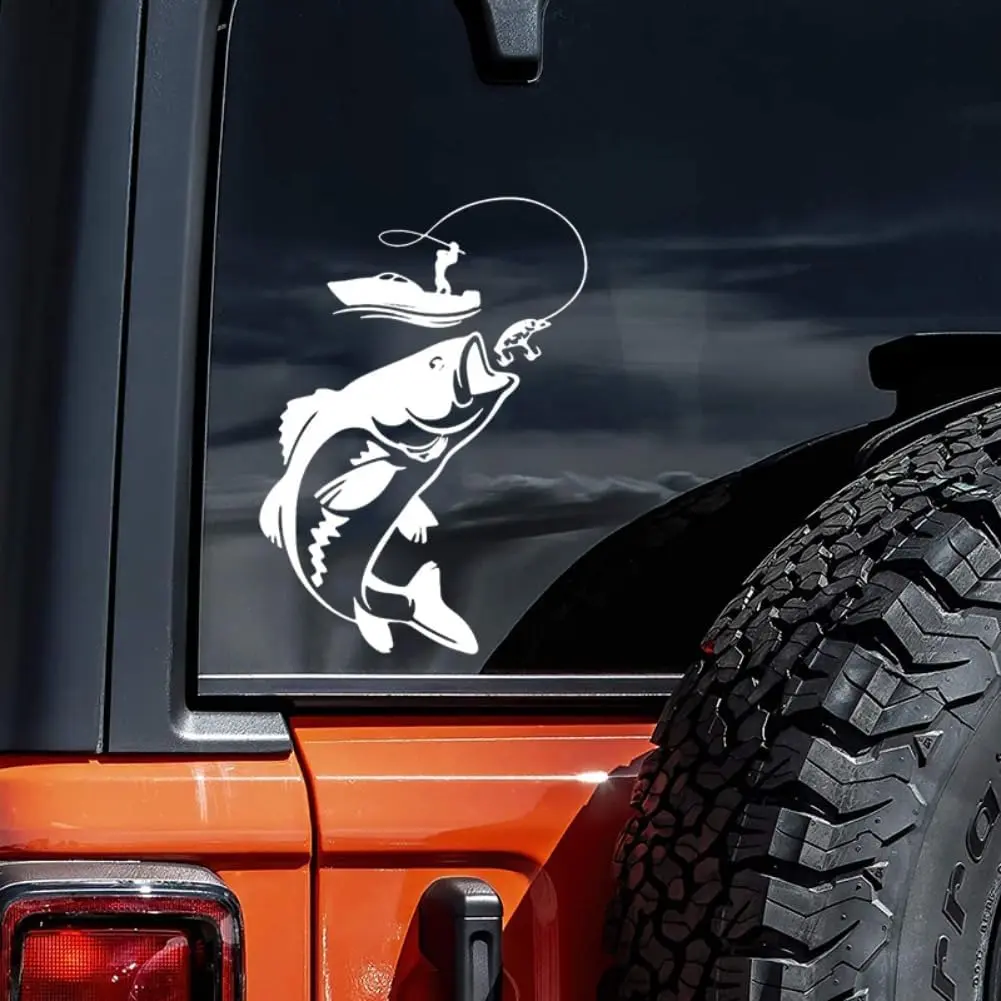 PCS Fishing Lover Decal ."x."Fisherman & Largemouth Bass Waterproof Vinyl Sticker for Cars, Trucks, Boats, Coolers, Tackle Boxes  Good Gift for Anglers|#AZ (White)