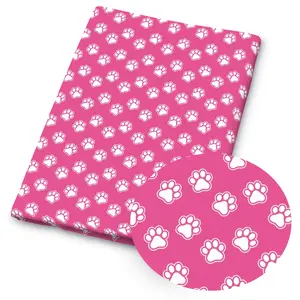 1 piece of pink fabric with dog paw prints - 59 x 19.68 inches (150 x 50 cm) pre-cut polyester fabric - suitable for DIY sewing, scrapbooking, tablecloths, and crafts