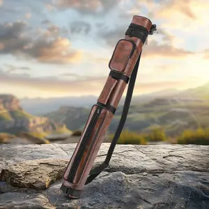 Square Four-Hole Billiard Pool Cue Case Leather Billiard Rod Bucket w/ Pockets Snooker Accessories