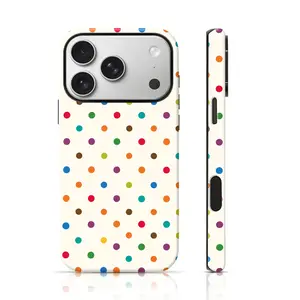 Colorful Polka Dot Cream Base Vibrant Design Cute Phone Case TPU for iPhone 17 Pro Max/16 Pro Max /15Pro Max 15/14/13/12 & Samsung S26 /S25Ultra Great Gift