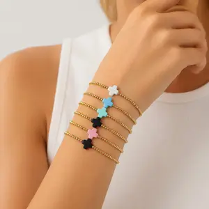 Various Gold Bead Bracelets, Exquisite 6 Piece Cross Bracelet for Women, Fashionable Jewelry Bracelet Gifts, Gift Bracelets for Friends