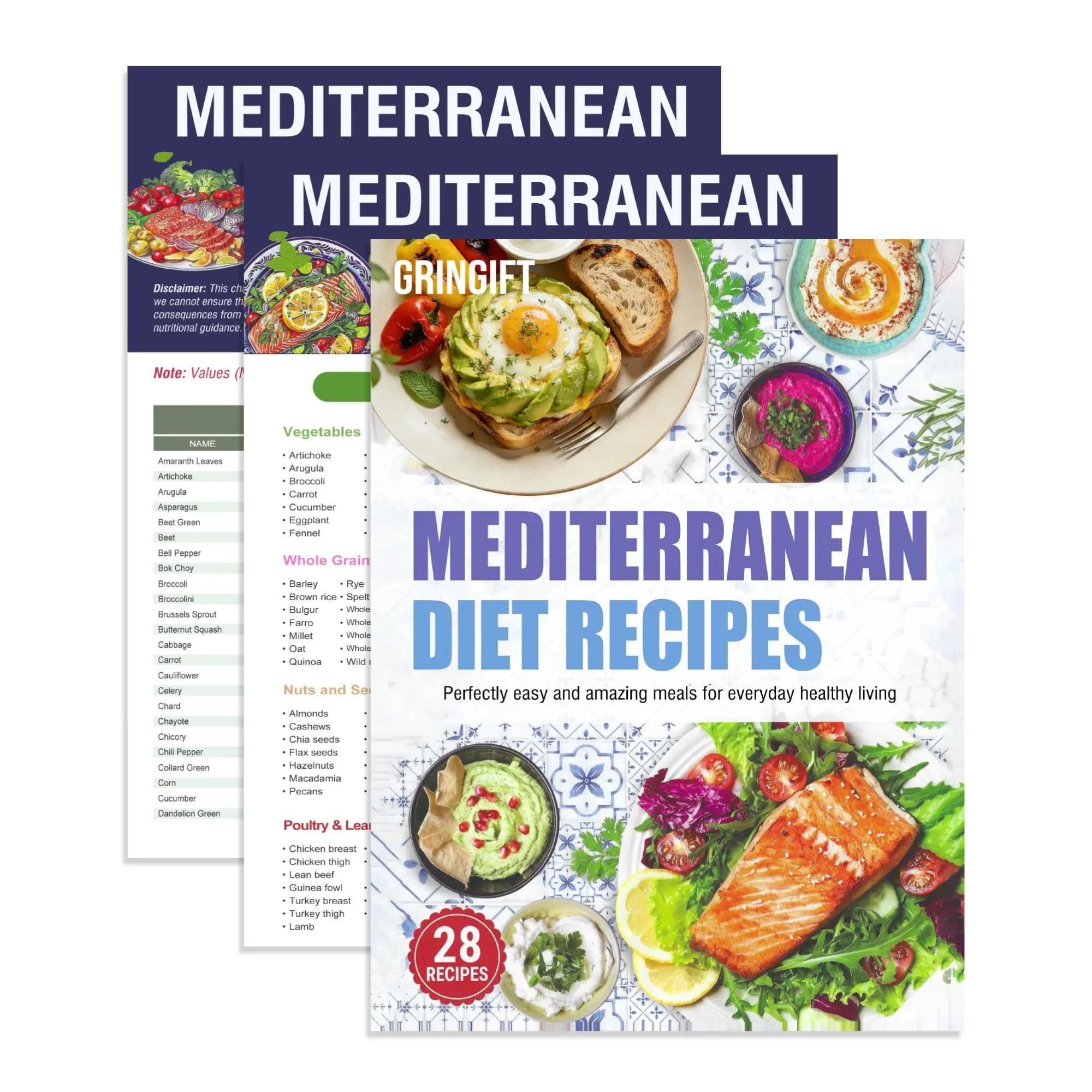 Mediterranean Diet Recipes Meal Plan Guide Set  - English Comprehensive Guide With 3 Core Sections, Ingredient Chart, Brochure Format, Cooking Beginners Focus, Detailed Food List, Practical Planning Tips, Premium Recipes Insights